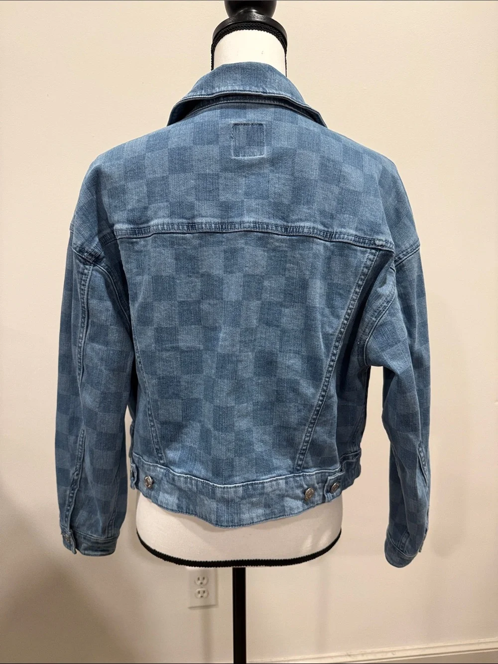 Wild Fable Light Blue Checkered Denim Jacket Size Medium